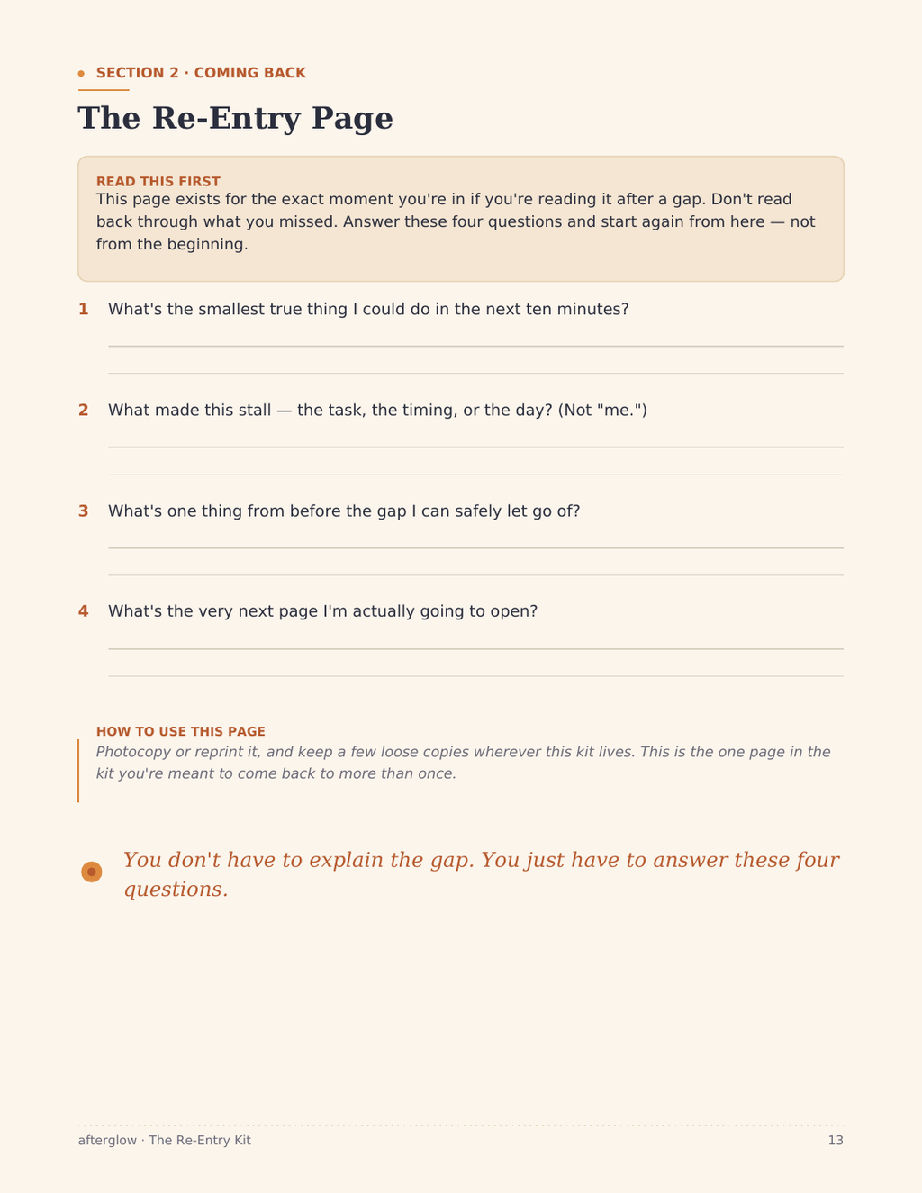 The Re-Entry Page
