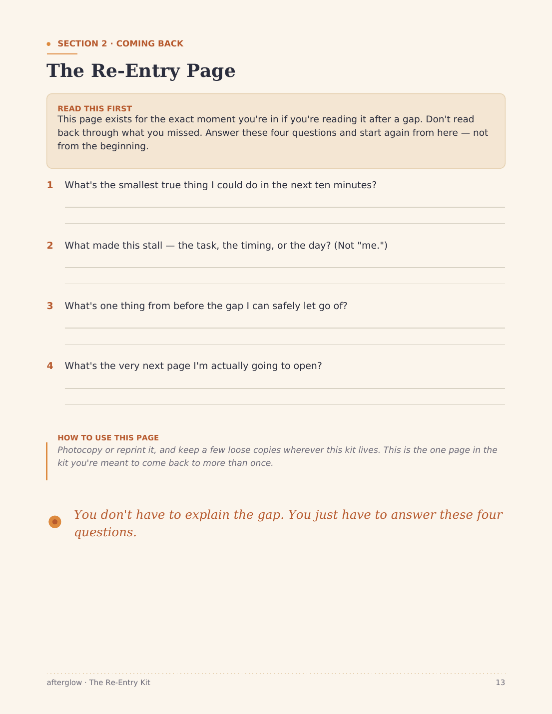 The Re-Entry Page
