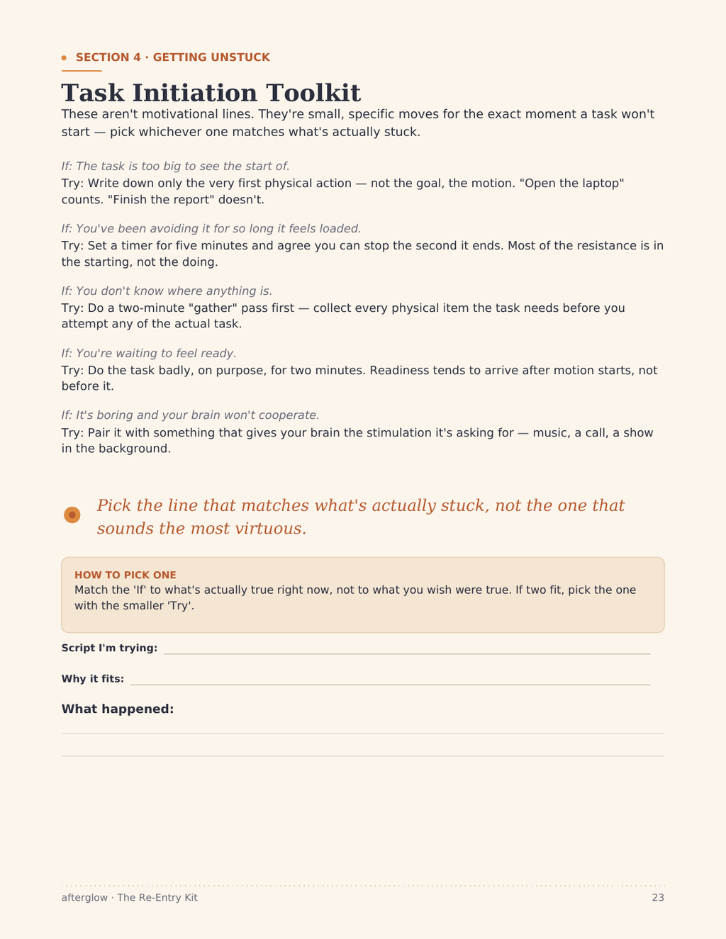 Task Initiation Toolkit