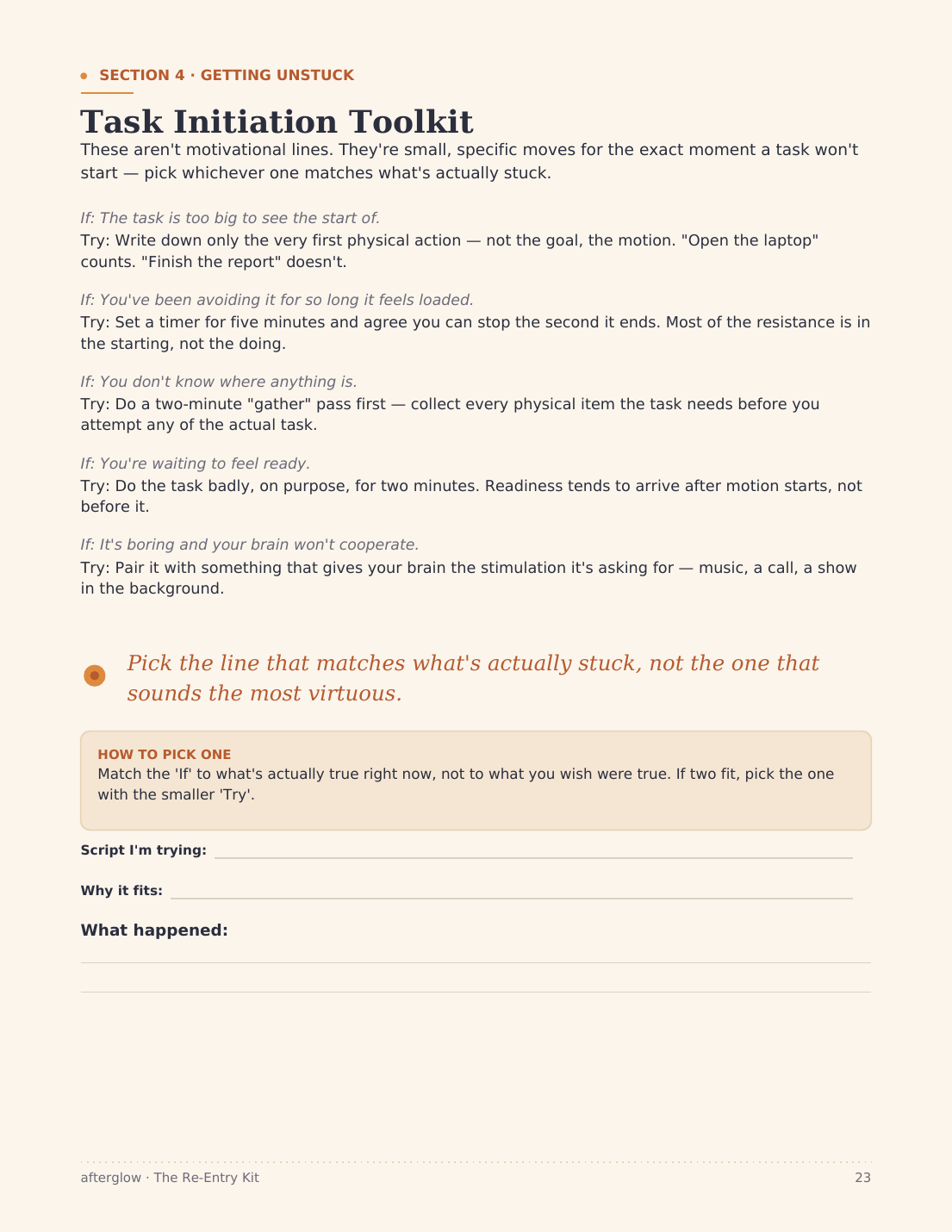 Task Initiation Toolkit